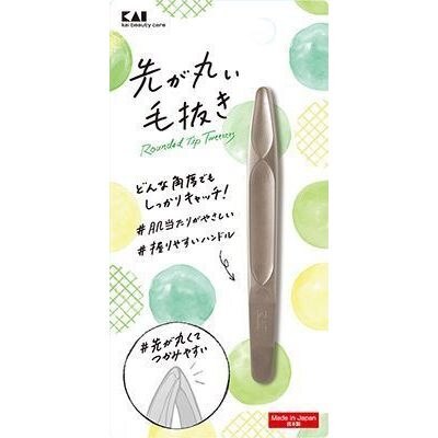 貝印 先が丸い毛抜き シルバー KQ3211