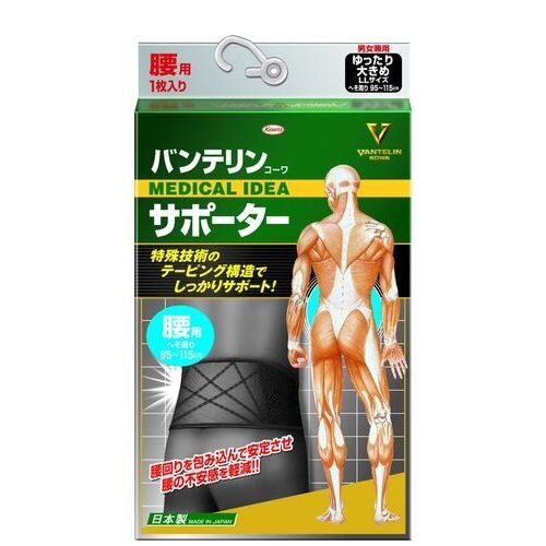 興和新薬 バンテリンサポーター 腰用 LL ブラック 1個【送料無料】