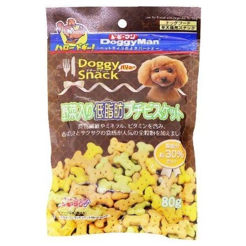 ドギーマンハヤシ スナックバリュー 野菜入り低脂肪プチビスケット 80G