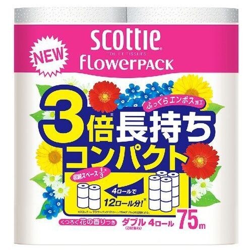 クレシア　スコッティ　3倍長持ち　ダブル　4ロールX12個セット【1月7日までの期間特売】