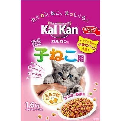 カルカン　ドライ　12ヶ月までの子ねこ用　かつおと野菜味　ミルク粒入り　1.6KG