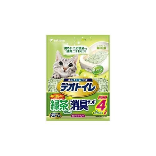 ユニ・チャーム デオトイレ 飛び散らない緑茶成分入り消臭サンド 4L      X8個セット【1月7日までの期間特売】