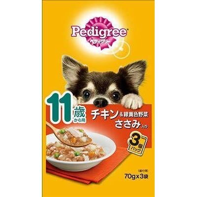 ペディグリー 11歳からのやさしくカラダケア ほぐれチキン&緑黄色野菜とささみ入り 70GX3袋