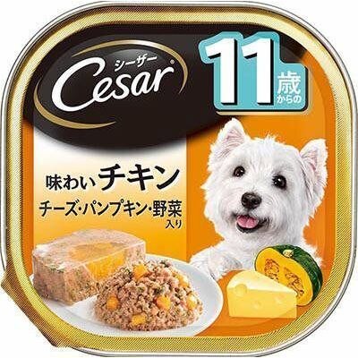 シーザー 11歳からの チキン&チーズ パンプキン ほうれん草入り 100G【4月30日までの期間特売】