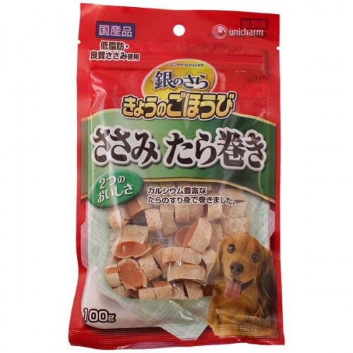 ユニ・チャーム 銀のさら きょうのごほうび たら巻きささみ 100G