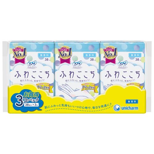 ユニ・チャーム　ソフィ　ふわごこち　無香料　38枚×3P　生理用品
