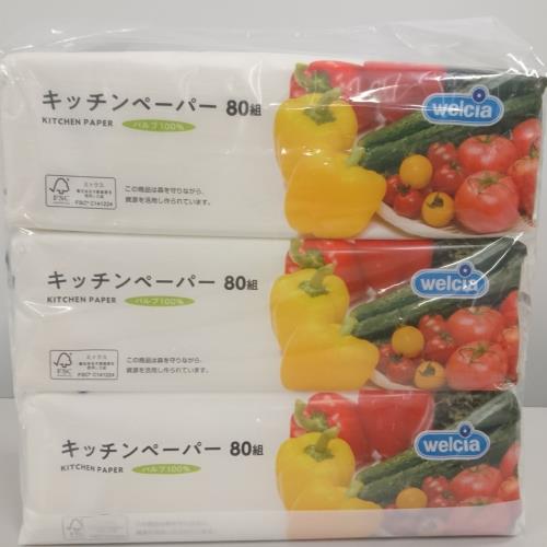 マスコー　Welciaキッチンペーパー80組　3P×16個セット