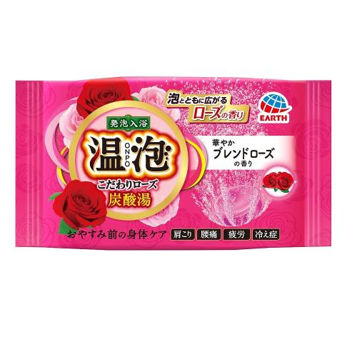 アース製薬　温泡　ONPO　こだわりローズ炭酸湯　華やかブレンドローズ　45G　温泉入浴剤