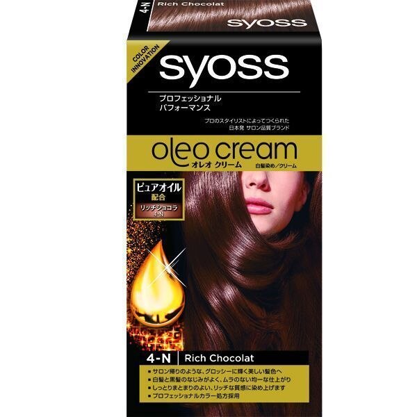 ヘンケルジャパン　syoss　(サイオス)　オレオクリームヘアカラー　4-N　リッチショコラ　1セット　女性用白髪染め【7月2日までの期間特売】