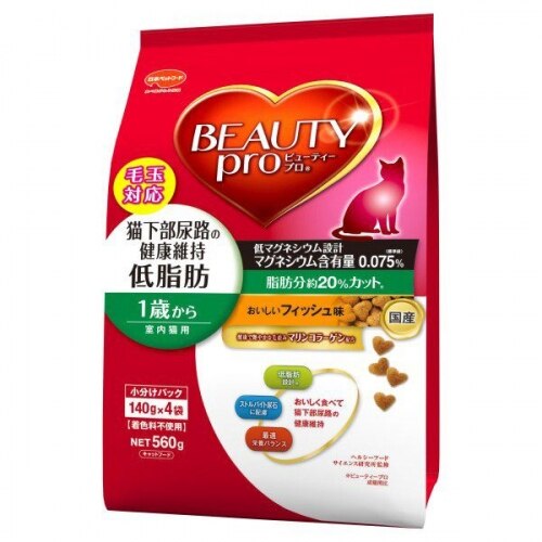 日本ペットフード ビューティー 下部尿路低脂肪 成猫 560G