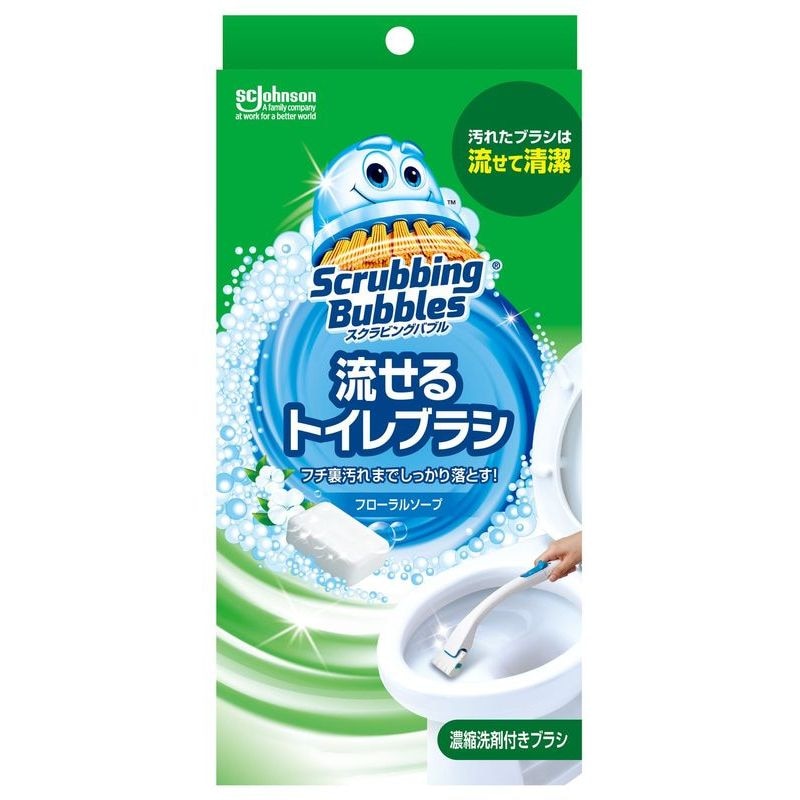 ジョンソン スクラビングバブル 流せるトイレブラシ 本体1本+スタンド1台+付け替えブラシ4個 トイレクリーナー ウエルシアドットコム