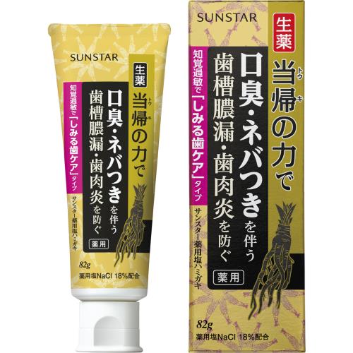 サンスター　薬用塩ハミガキ　しみる歯ケア　82G　歯磨き粉