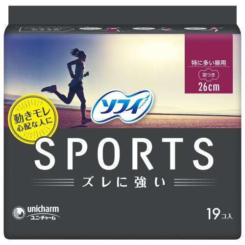 ユニ・チャーム ソフィ SPORTS 260 特に多い昼用 羽つき 26CM 19枚 ...