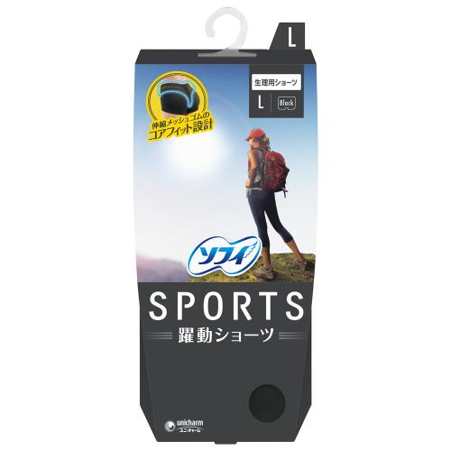 ユニ・チャーム　ソフィ　SPORTS　躍動ショーツ　ブラック　Lサイズ　生理用ショーツ