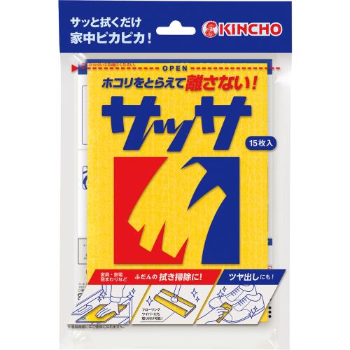 金鳥　サッサ ホコリ取りクロス ドライシート 15枚入 (家具・家電・網戸・フローリング)