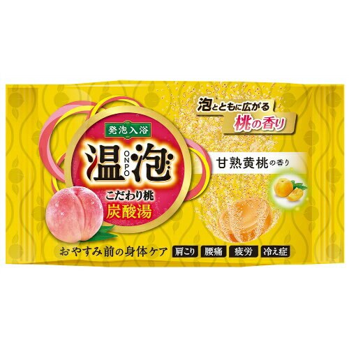 アース製薬　温泡　ONPO　こだわり桃炭酸湯　甘熟黄桃　45G　温泉入浴剤