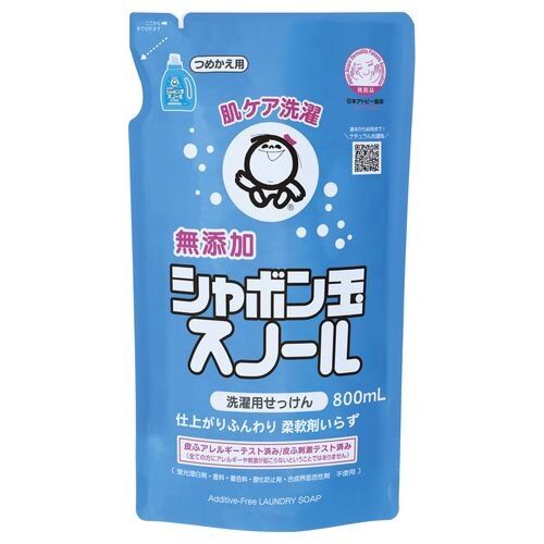 シャボン玉販売　シャボン玉石けん　シャボン玉スノール　つめかえ用　800ML　液体洗濯洗剤