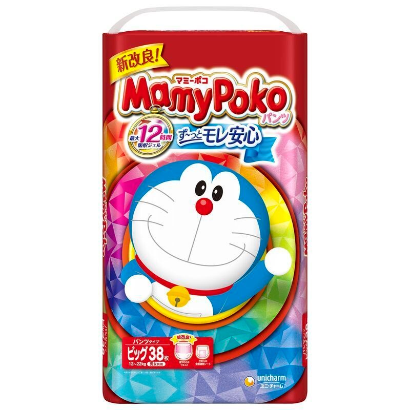 ユニ・チャーム　マミーポコパンツ　ドラえもん　ビッグサイズ　38枚　紙おむつ×4個セット【11月5日までの期間特売】