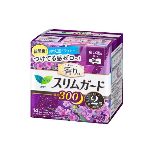 花王　ロリエ　スリムガード　ラベンダーの香り　多い夜用300　14コ入【ボーナスTポイントとしてポイント5倍】※12月3日まで【1月7日までの期間特売】