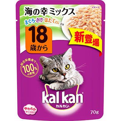 マース　カルカンパウチ　18歳から　海の幸ミックス　まぐろ・さけ・ほたてだし入り　70G