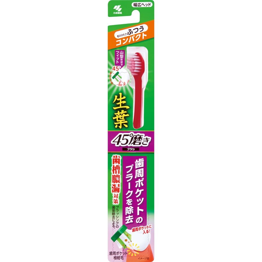小林製薬　生葉45°磨きブラシコンパクトふつう　歯ブラシ