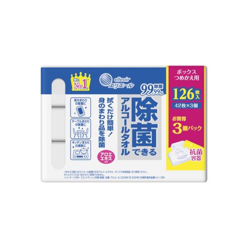 大王製紙　エリエール　除菌アルコールタオルBOX詰替　126枚【7月2日までの期間特売】