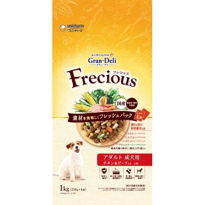 ユニ・チャーム　グランデリ　フレシャス　アダルト成犬用　チキン&ビーフ　1KG(250G×4袋入)