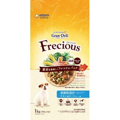 ユニ・チャーム　グランデリ　フレシャス　アダルト成犬用低脂肪　チキン&ビーフ　1KG(250G×4袋入)