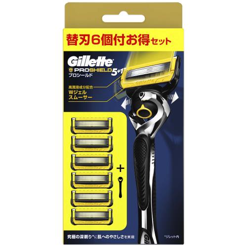 P&G　Gillette　プロシールド　カミソリ　本体1コ替刃6コ付　うち1コは本体に装着済【ボーナスTポイント200ポイント】