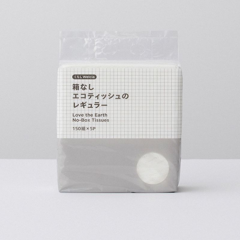 ▲【在庫限り】くらしWelcia 箱なしエコティッシュのレギュラー(150組×5P)