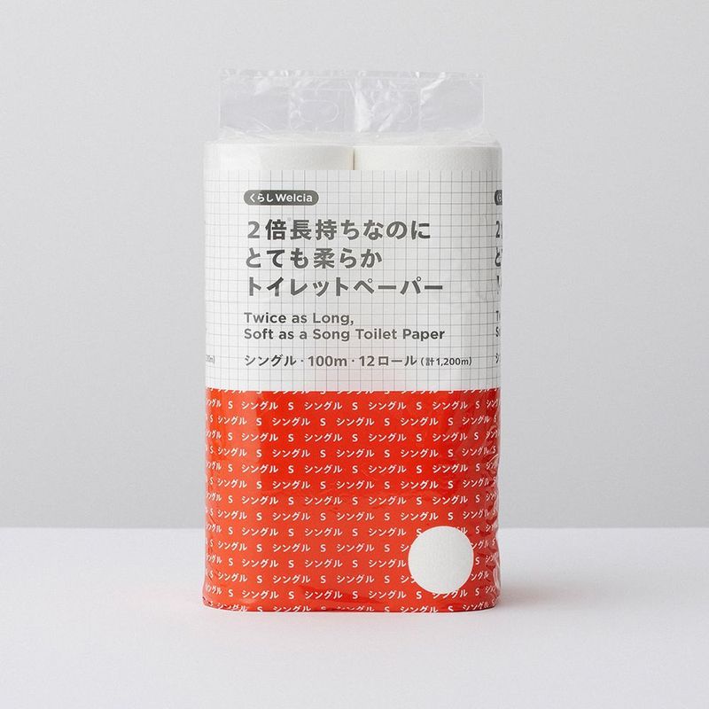 ▲▲くらしWelcia 2倍長持ちなのにとても柔らかトイレットペーパー シングル・100m・12ロール(計1200m)