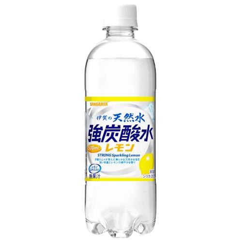 サンガリア 伊賀の天然水強炭酸水レモン 500MLX24個セット