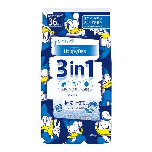 マンダム　HappyDeo　3in1ボディシート　シャープミントの香り　36枚