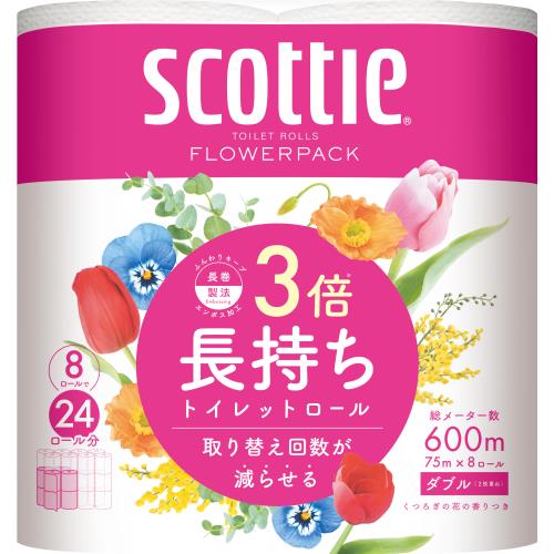 日本製紙クレシア　スコッティトイレットロール3倍長持ち　8ロールダブル　75モイスチャー×6個セット