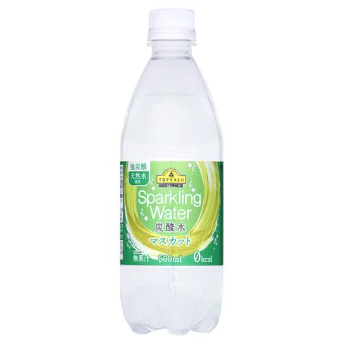 トップバリュ　ベストプライス　強炭酸　天然水使用　炭酸水　マスカット　500ml×24個セット
