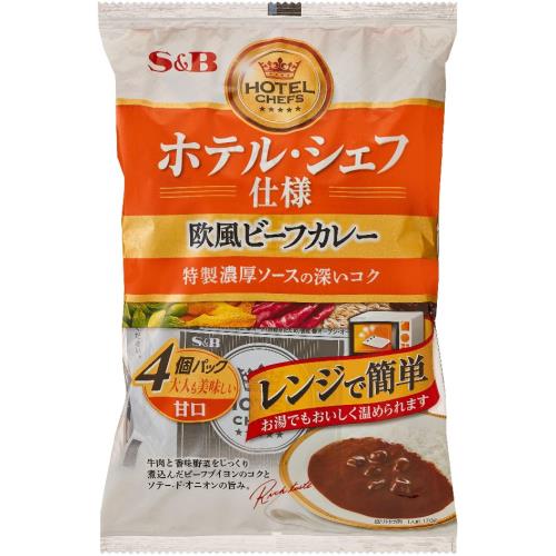 エスビー　ホテル・シェフ仕様　欧風ビーフカレー4個パック　甘口　680g×8個セット
