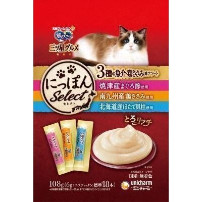 ユニ・チャームペットケア　三ツ星おやつ3種ささみ　108g【ボーナスTポイント50ポイント】