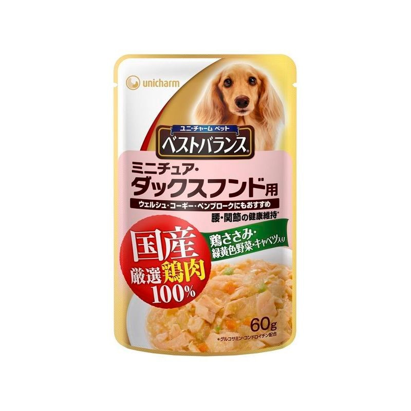 ユニ・チャームペットケア　ユニチャーム ベストバランス 国産鶏パウチ ダックス　60g