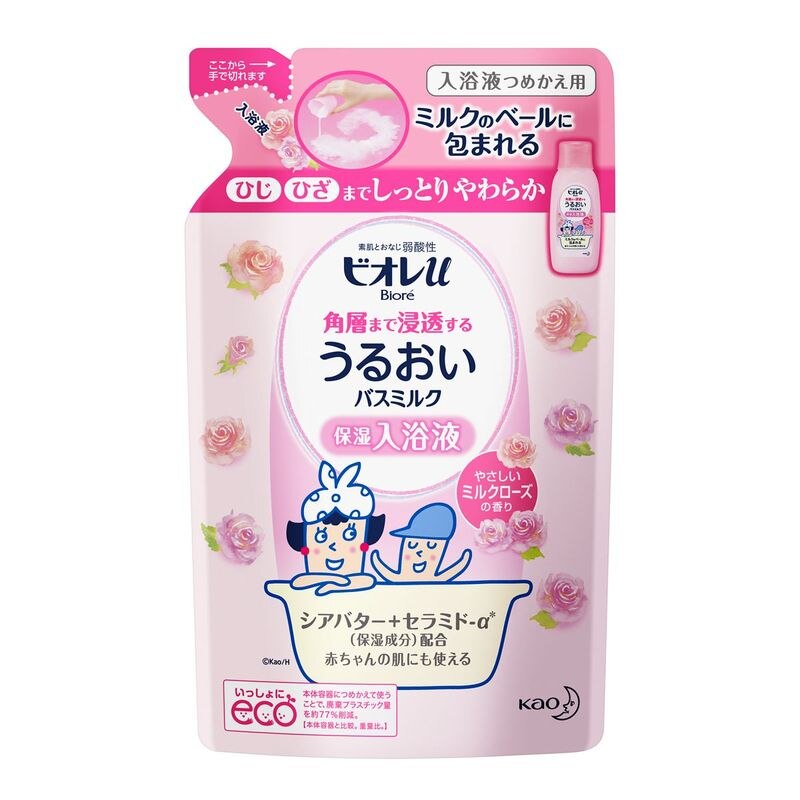 花王　ビオレu　家族みんなのすべすべバスミルク　ミルクローズの香り　詰め替え