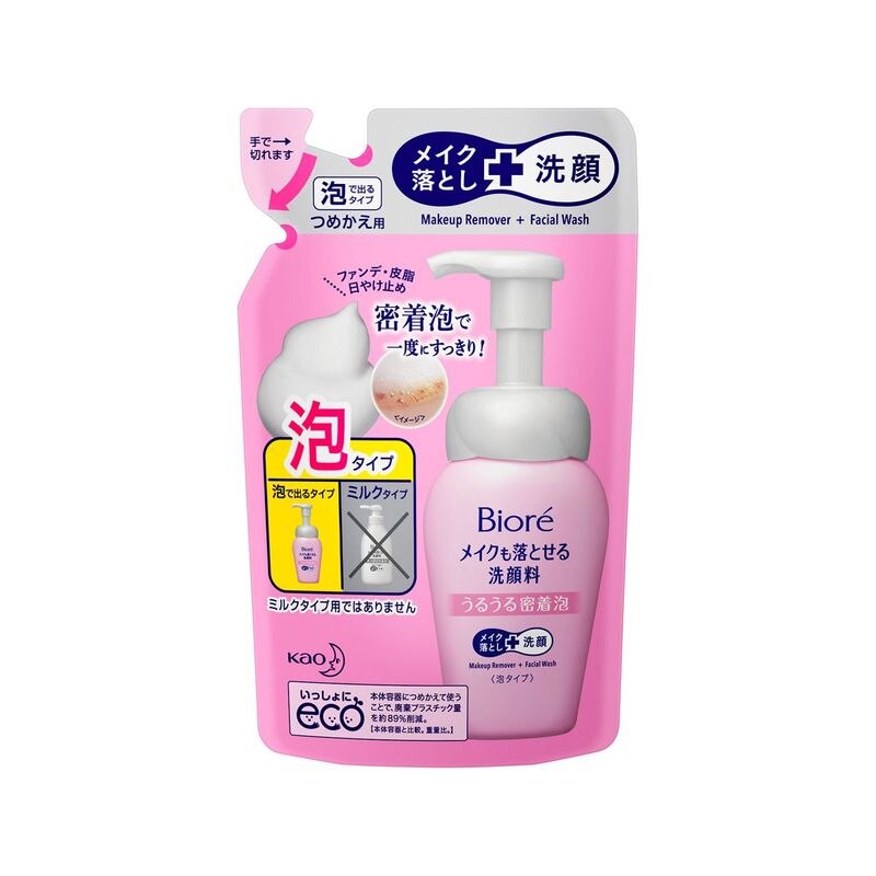 花王　ビオレ　メイクも落とせる洗顔料　うるうる密着泡　つめかえ　140ml
