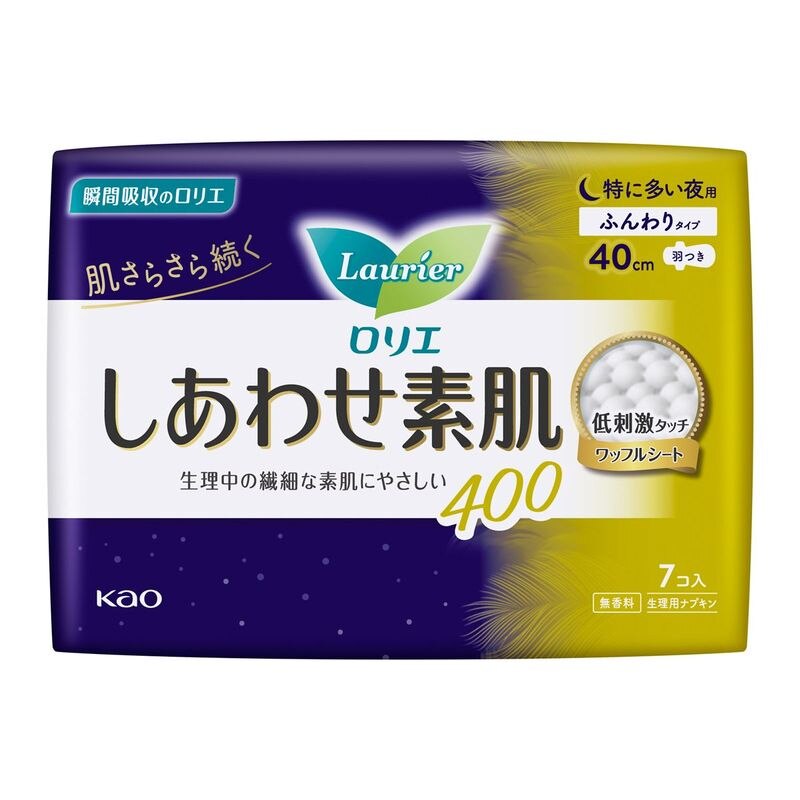 ロリエ エフ しあわせ素肌 特に・スい夜用 羽つき 400 [7コ入]【ボーナスTポイントとしてポイント5倍】※12月3日まで