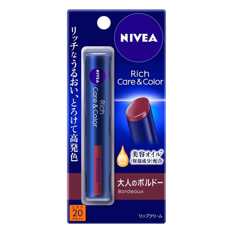 花王　ニベア　リッチケア&カラーリップ　ボルドー