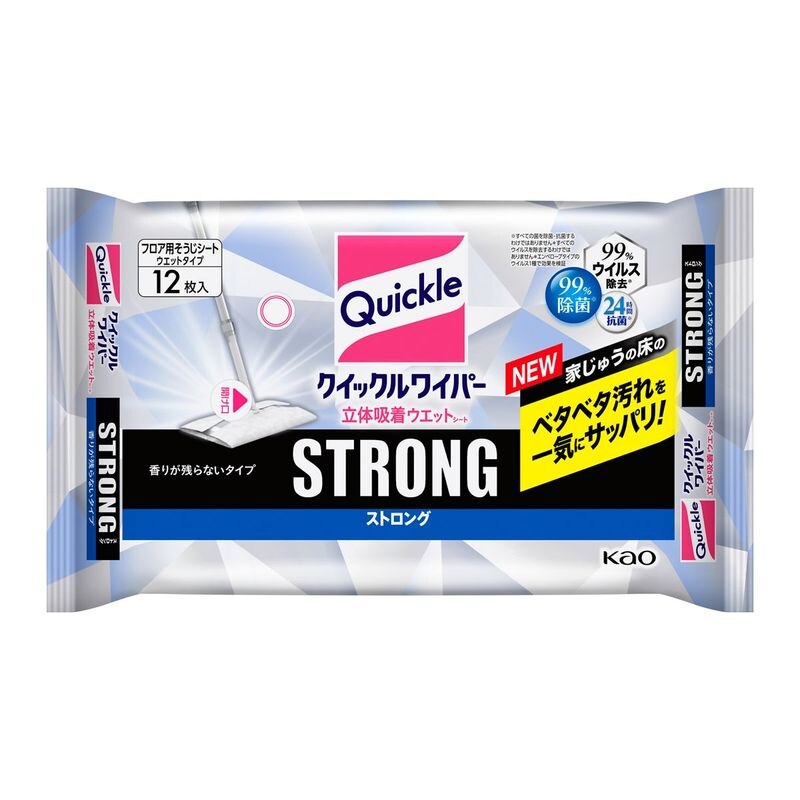 花王 クイックルワイパー立体吸着ウエットシート ストロング 12枚【1月7日までの期間特売】