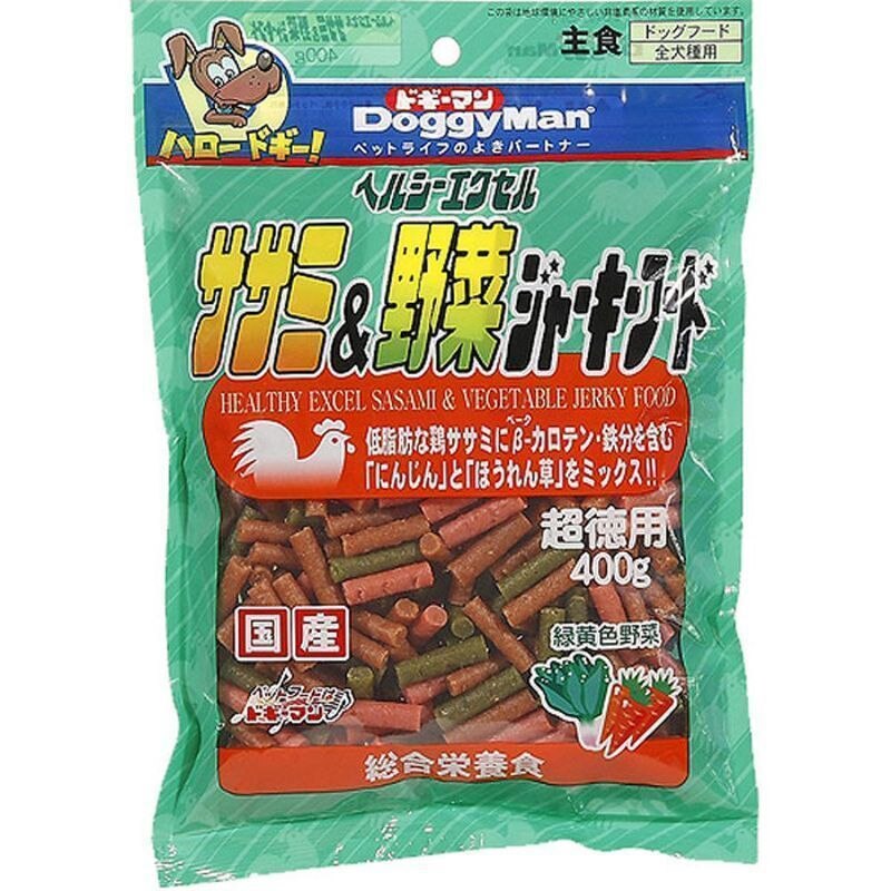 ドギーマン　ヘルシーエクセルササミ&野菜ジャーキーフード 400g