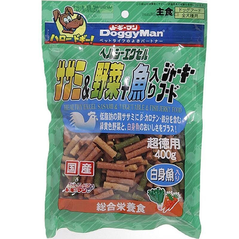 ドギーマン ヘルシーエクセル ササミ&野菜+魚入りジャーキーフード　400g