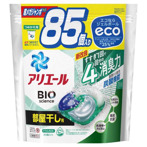 P&Gジャパン　アリエール　ジェルボール4D　洗濯洗剤　部屋干し　超メガジャンボ　詰め替え　85個【エコ活ポイントとしてTポイント6倍】※6月4日まで