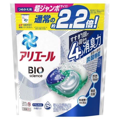 P&Gジャパン　アリエール　ジェルボール4D　洗濯洗剤　超ジャンボ　詰め替え　26個 [P&Gまとめ買いCP]