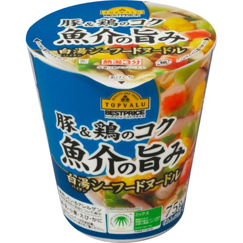 トップバリュベストプライス　白湯シーフードヌードル　75g×12個セット