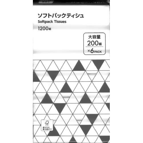 ▲▲王子ネピア　ソフトパックティシュ　6パック　200組×12個セット