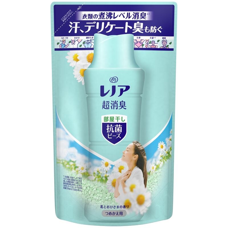 P&Gジャパン　レノア　超消臭　抗菌ビーズ　部屋干し　花とおひさまの香り　詰め替え　430ML　衣類用柔軟剤 [P&Gまとめ買いCP]